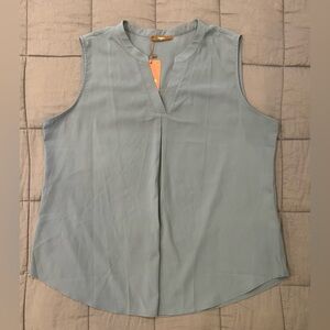 Gaharu Sleeveless V-Neck Pleated Top in sage